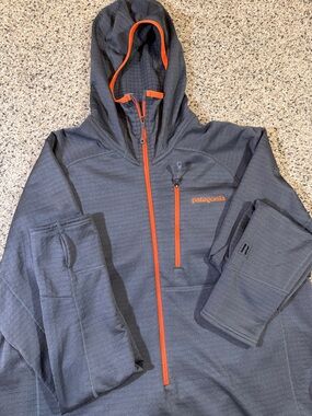 Patagonia Charcoal Hoodie with Orange Trim